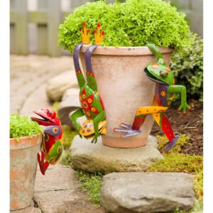 Set of 3 Hand Painted Frog Pot Hangers