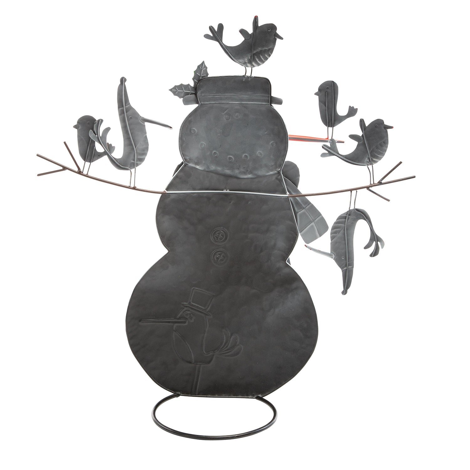 Metal Snowman and Birds Garden Statue - Image 8