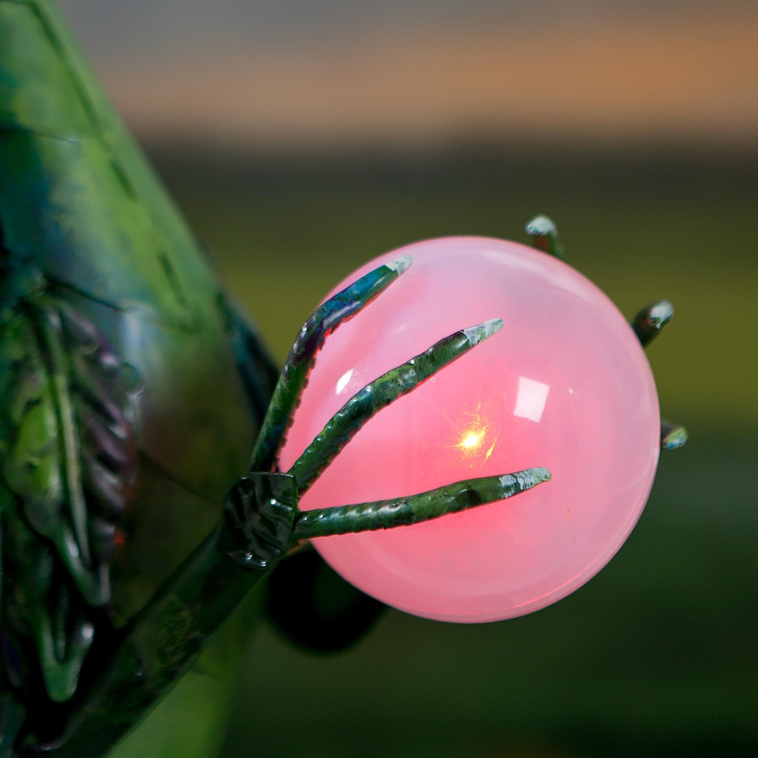 Green Metal Dragon Statue Holding Solar-Powered Pearl - Image 3