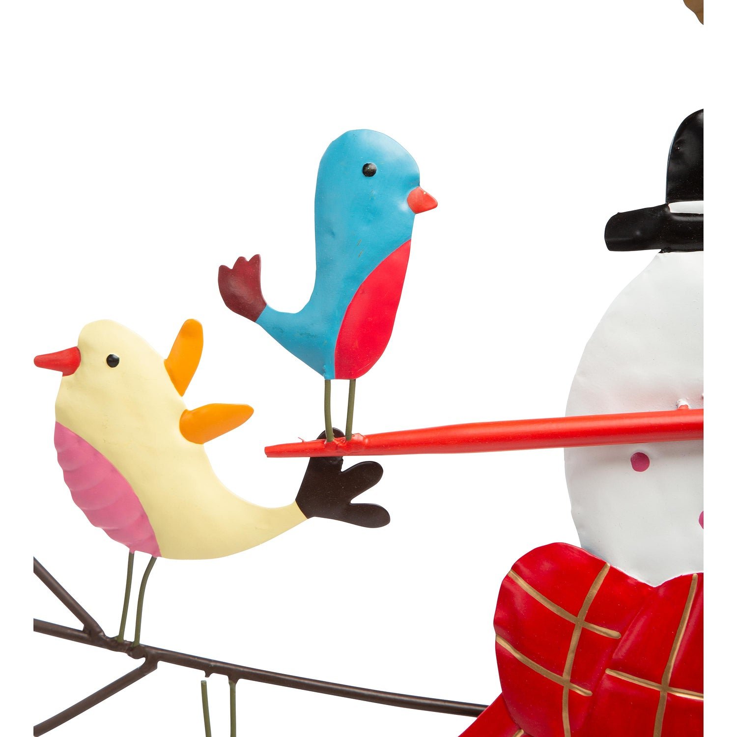 Metal Snowman and Birds Garden Statue - Image 5