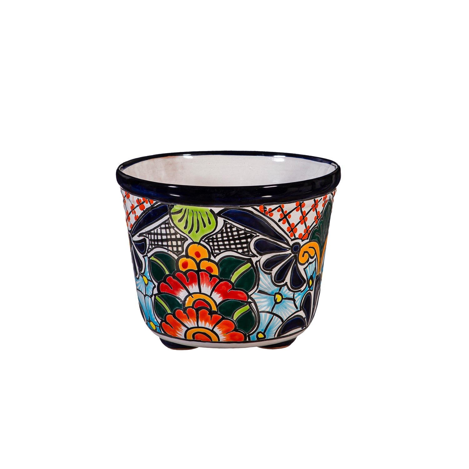 Large Round Talavera Floral Pot - Image 6