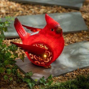 Memorial Garden Statue, Solar Engraved Cardinal