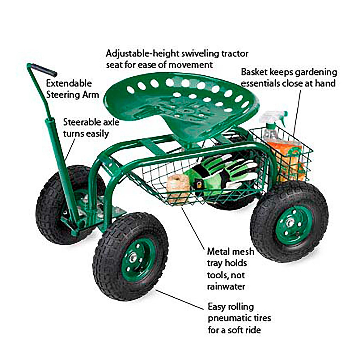 Green Rolling Scoot-N-Do Garden Seat - Image 4