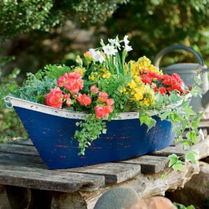 Handcrafted Recycled Metal Boat Planter