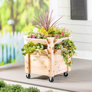 Moveable Wooden Raised Bed Garden Planter
