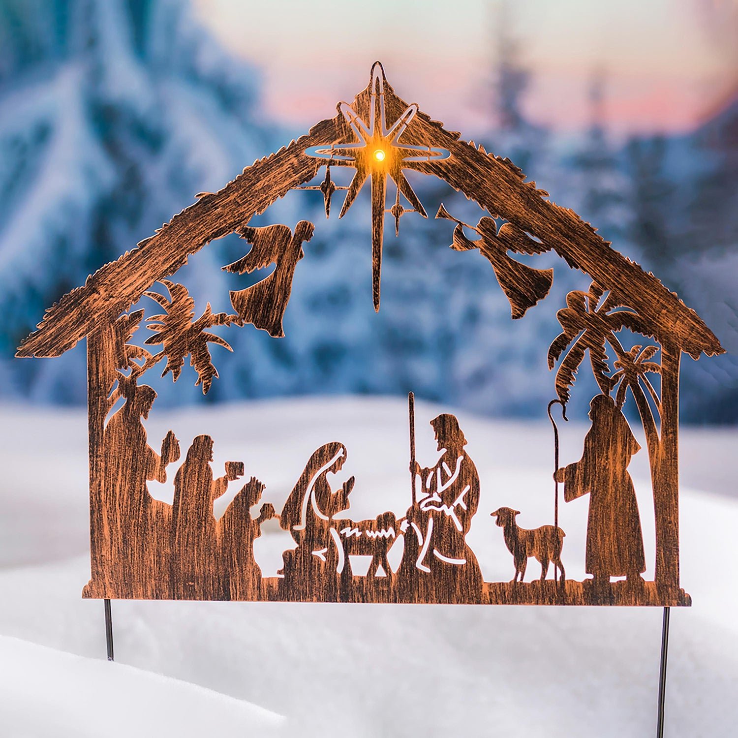 28"H Solar Illuminated Nativity Stake - Image 2