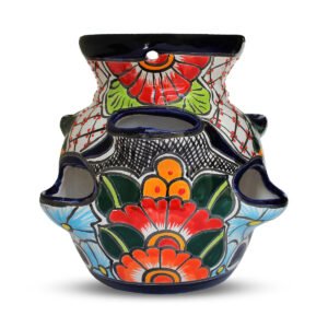 Large Sky Blue Talavera Strawberry Pot